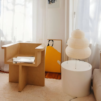 Japansk golvlampa i rispapper med konstnärlig design för vardagsrum sovrum