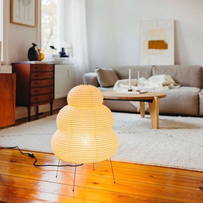 Japansk golvlampa i rispapper med konstnärlig design för vardagsrum sovrum