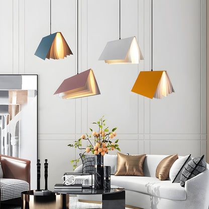 Kreativ bokformad takpendel färgglad modern barnrum lampa inredning