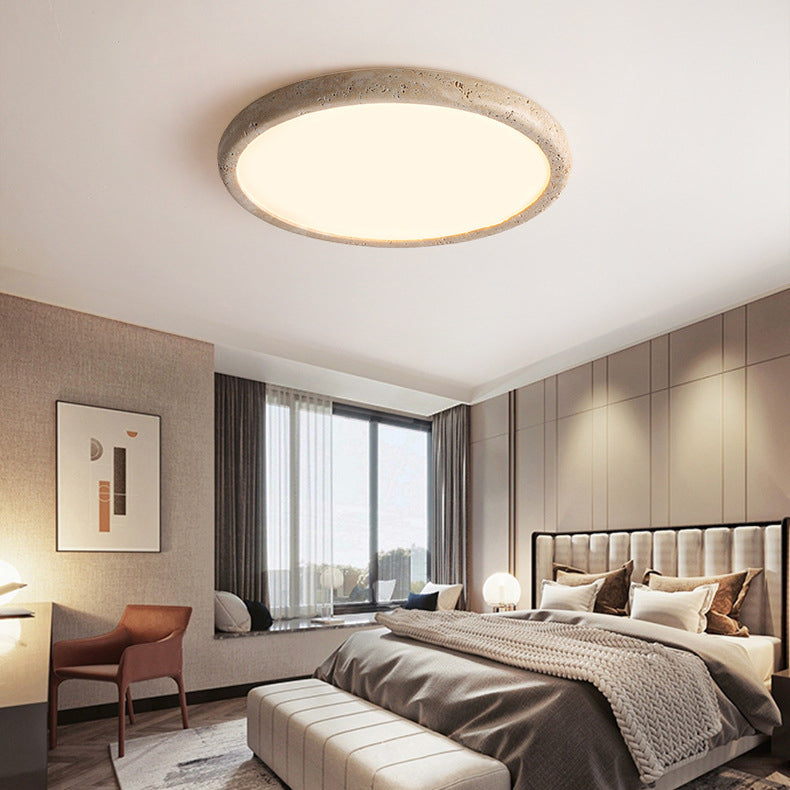 Travertin Taklampa i Japansk Wabi-Sabi Stil – Modern LED Plafond i Marmor för Inomhusbelysning