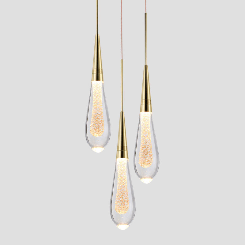 Måninspirerad pendellampa i glas med justerbar höjd och varm LED-belysning