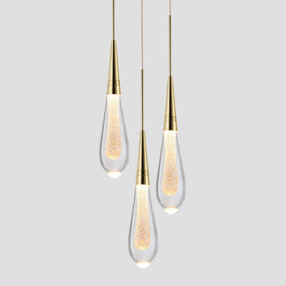 Måninspirerad pendellampa i glas med justerbar höjd och varm LED-belysning