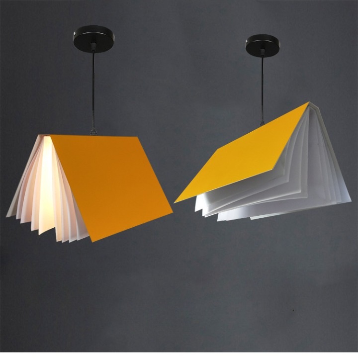 Kreativ bokformad takpendel färgglad modern barnrum lampa inredning