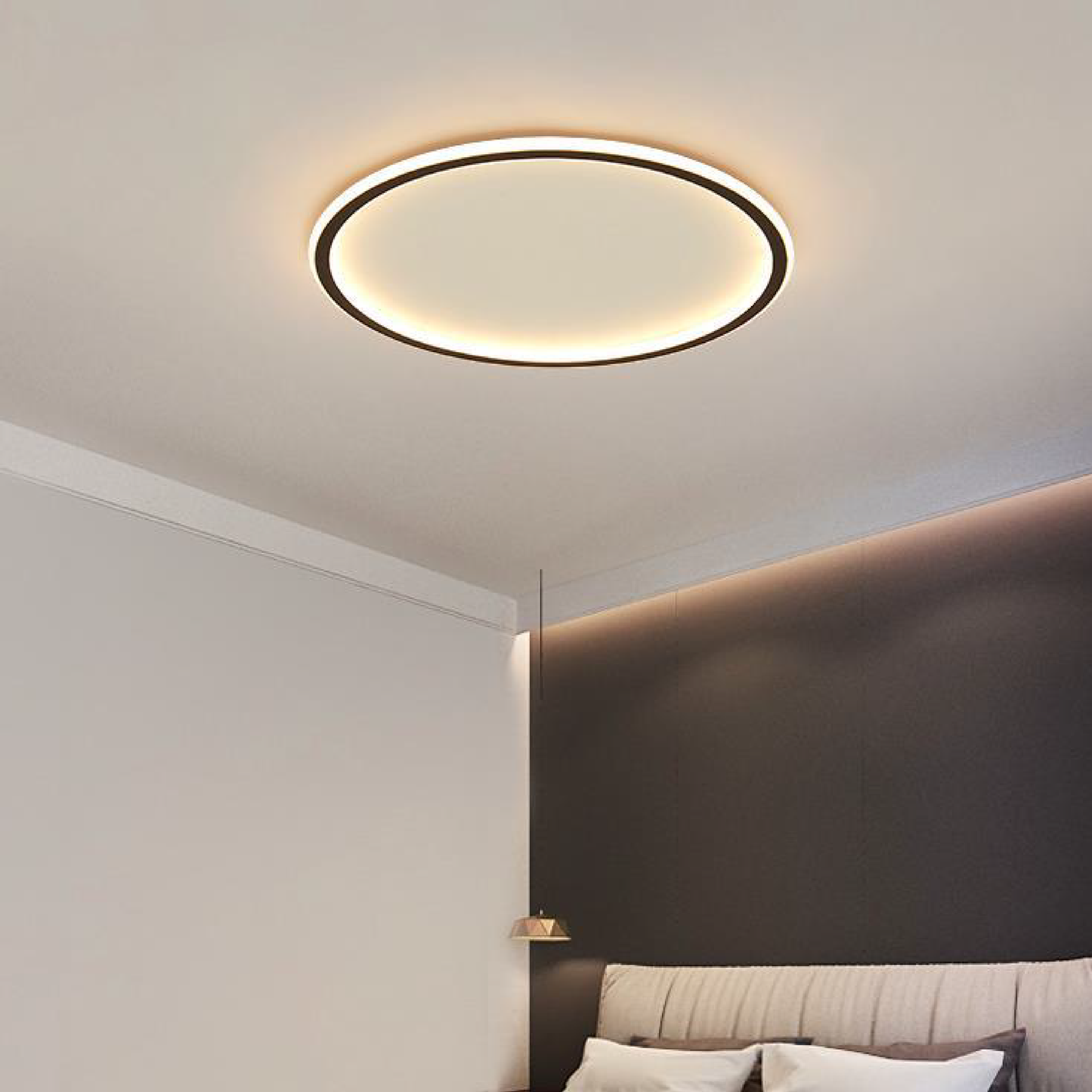 Rund skandinavisk taklampa i minimalistisk design med LED-belysning