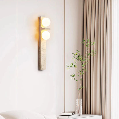 Arteglow | Art Deco vägglampa med natursten och frostat glas – elegant belysning