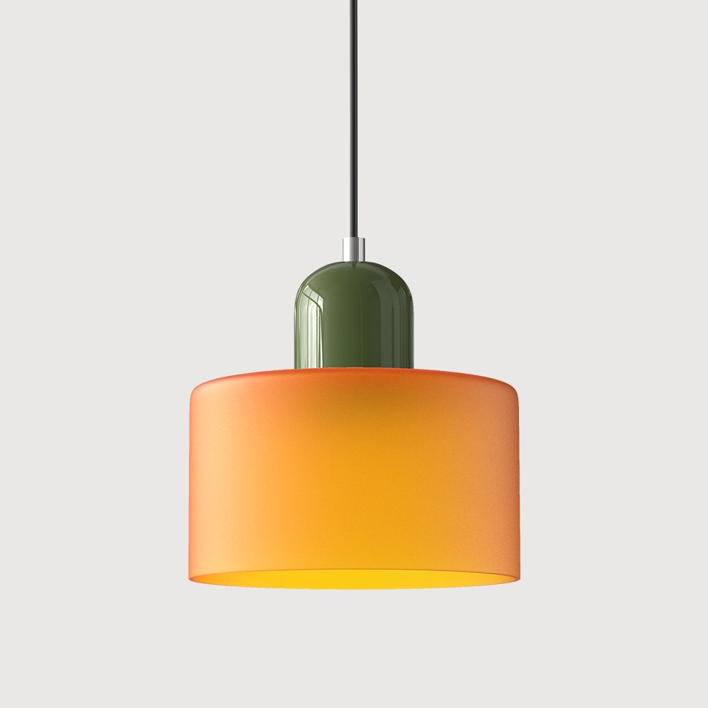 Modern pendellampa i färgat glas med geometrisk design