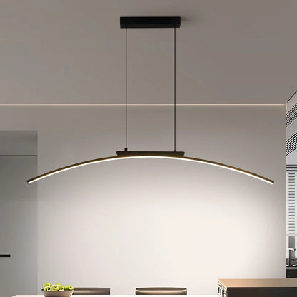 Modern välvd LED takpendel i svart aluminium för matsal kök vardagsrum