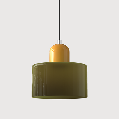 Modern pendellampa i färgat glas med geometrisk design