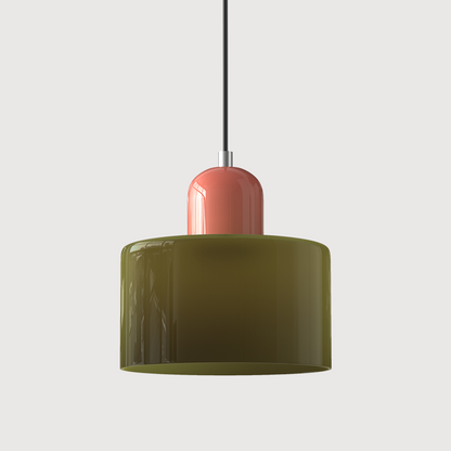 Modern pendellampa i färgat glas med geometrisk design