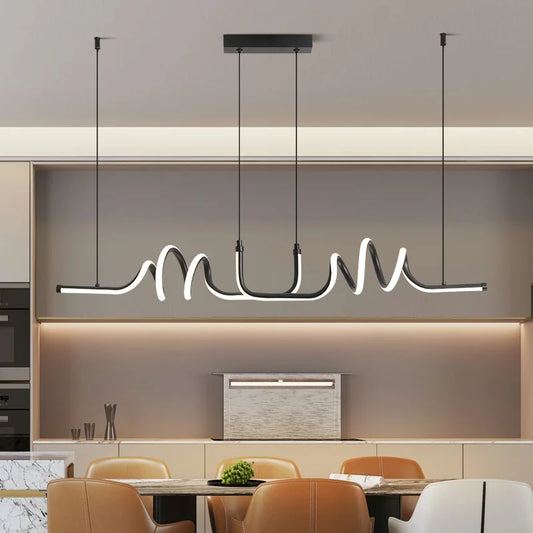 Minimalistisk LED pendellampa i svart aluminium för kök matsal vardagsrum