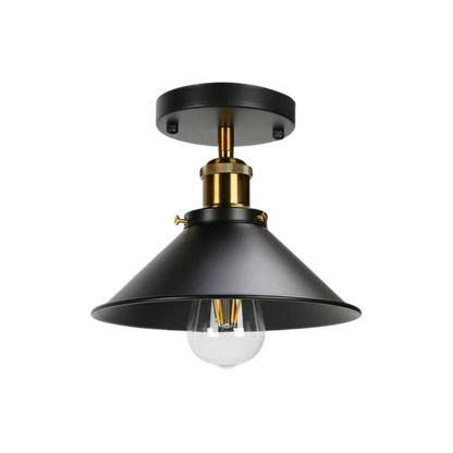 Modern industriell taklampa i svart metall – stilren plafond för vardagsrum och hall