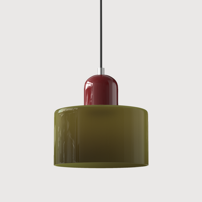 Modern pendellampa i färgat glas med geometrisk design