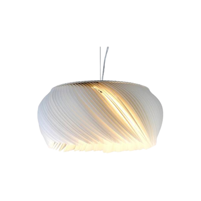 Modern LED-pendel i papperslook med skulptural vågform för vardagsrum