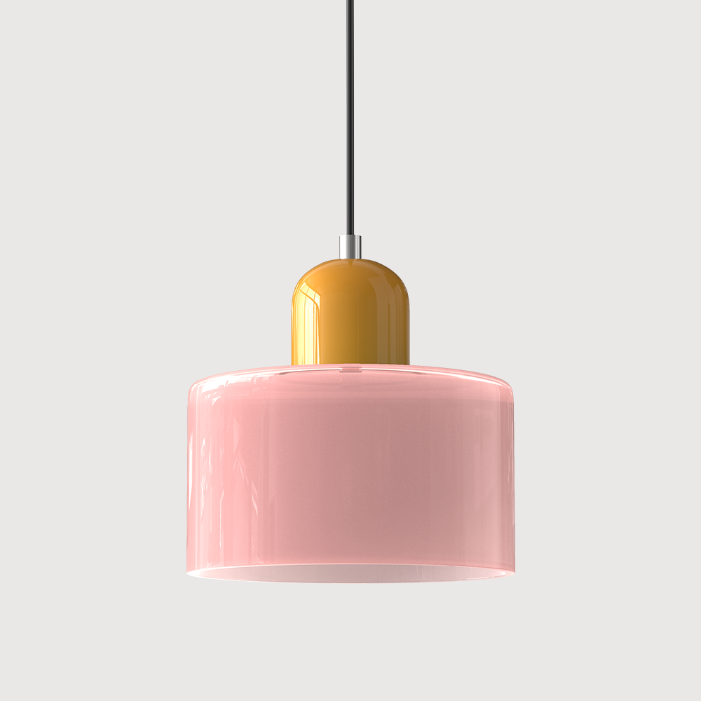 Modern pendellampa i färgat glas med geometrisk design