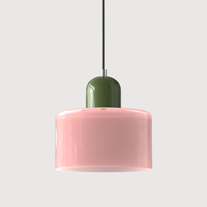 Modern pendellampa i färgat glas med geometrisk design