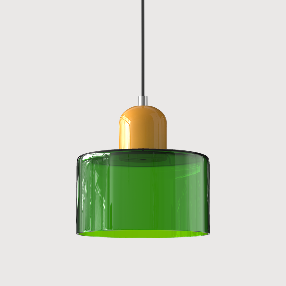 Modern pendellampa i färgat glas med geometrisk design