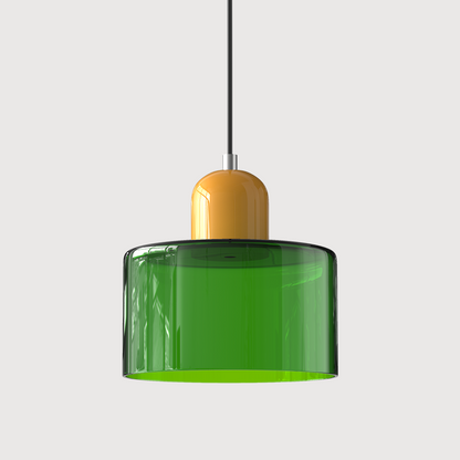 Modern pendellampa i färgat glas med geometrisk design