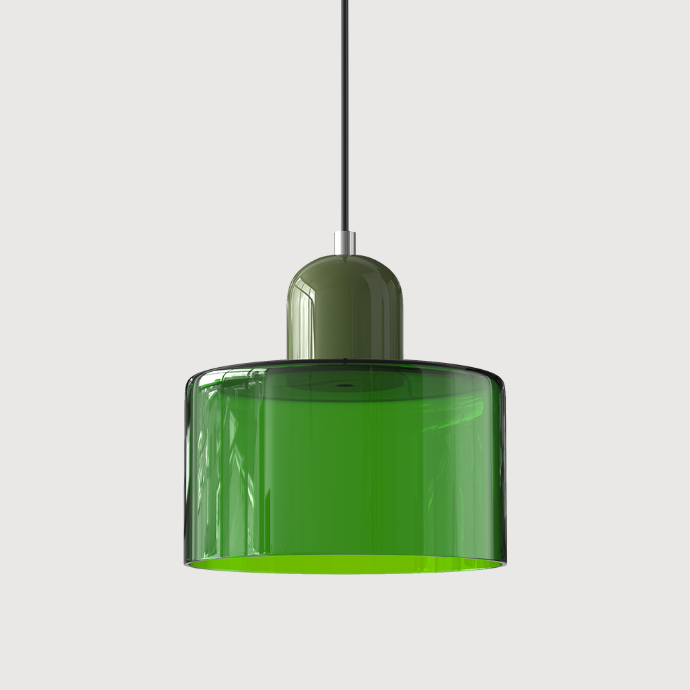 Modern pendellampa i färgat glas med geometrisk design