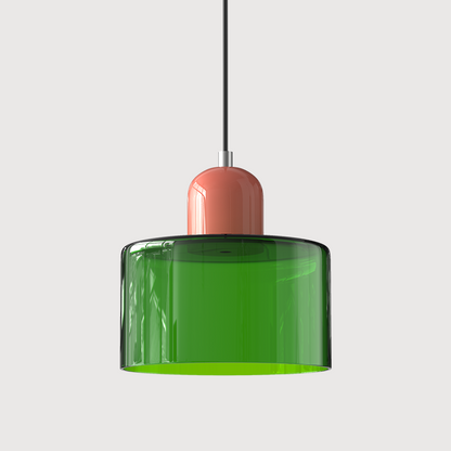 Modern pendellampa i färgat glas med geometrisk design