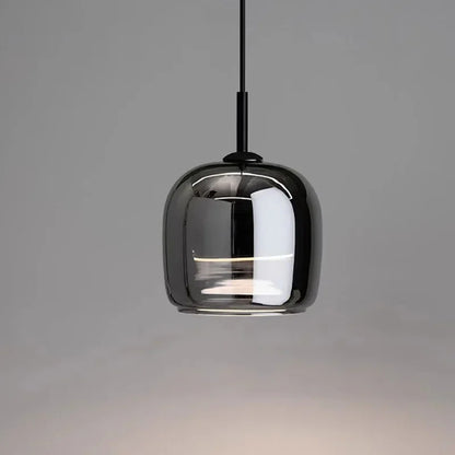 Nordisk glas pendellampa i grå ton med dimbar LED för vardagsrum sovrum matsal