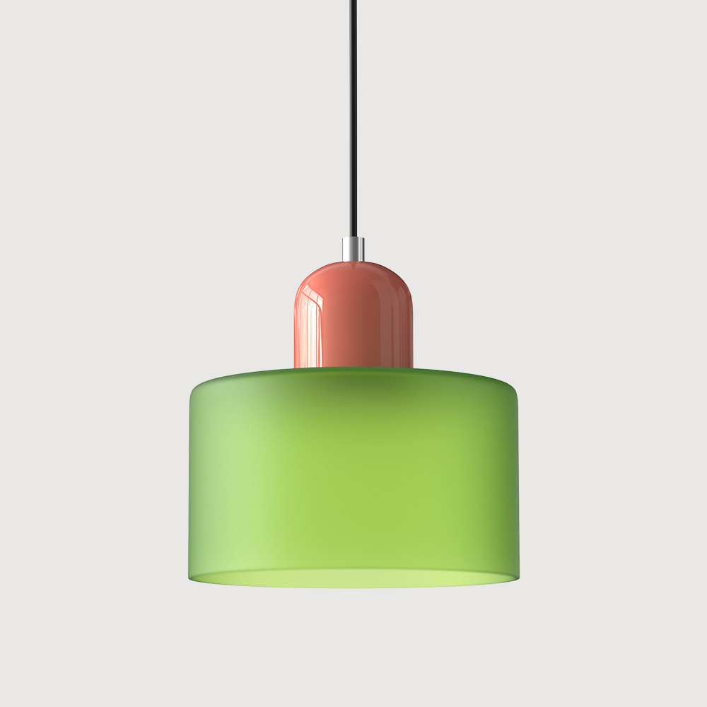 Modern pendellampa i färgat glas med geometrisk design