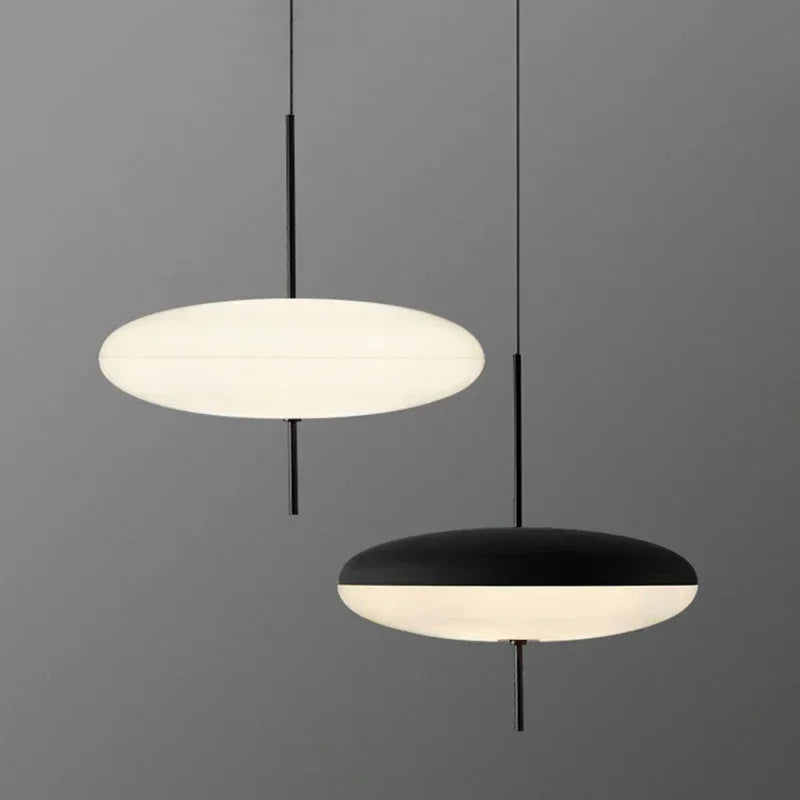 Nordisk LED pendellampa med rund flygande tefat design för vardagsrum sovrum matsal