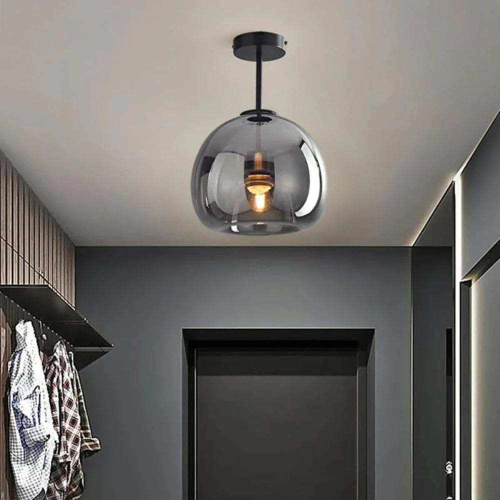 Modern taklampa i svart och guld med glasdetaljer – elegant LED plafond för vardagsrum, sovrum och matsal