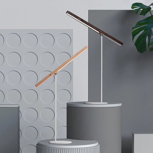 Orbiwood | 360° roterande magnetisk träbordslampa – modern LED-belysning för skrivbord
