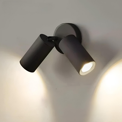 Roterbar LED väggspot i aluminium med 1 eller 2 huvuden för sovrum kök läsbelysning