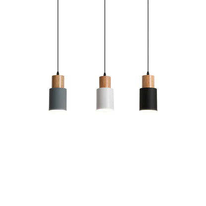Minimalistisk pendellampa i trä och metall för sovrum, matsal och bar