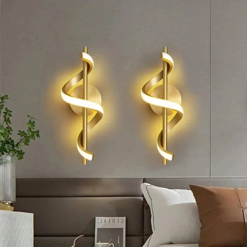 Modern LED vägglampa i spiraldesign för sovrum vardagsrum hall korridor