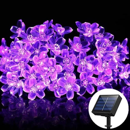 Blossomaura | Solcells körsbärsblomsljus – LED-slinga för trädgård och uteplats