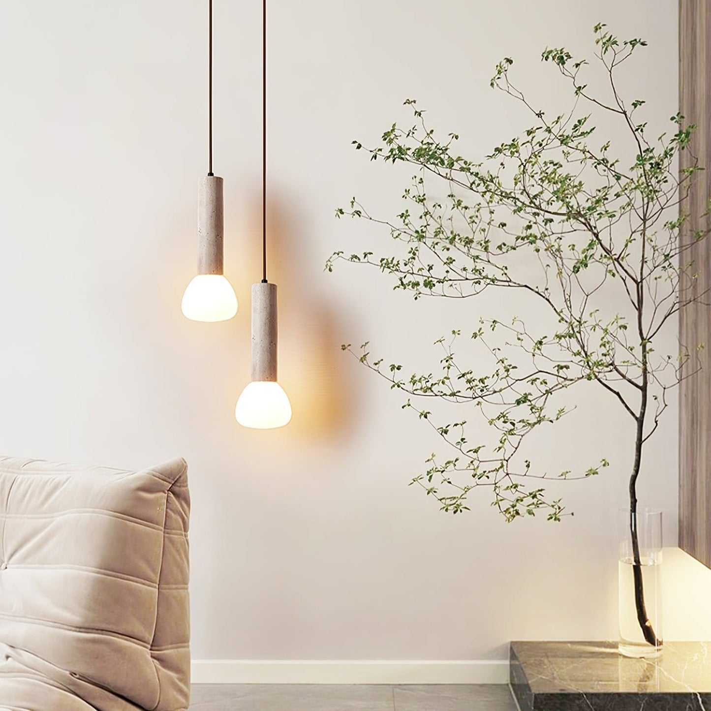 Modern LED pendellampa i sten minimalistisk design