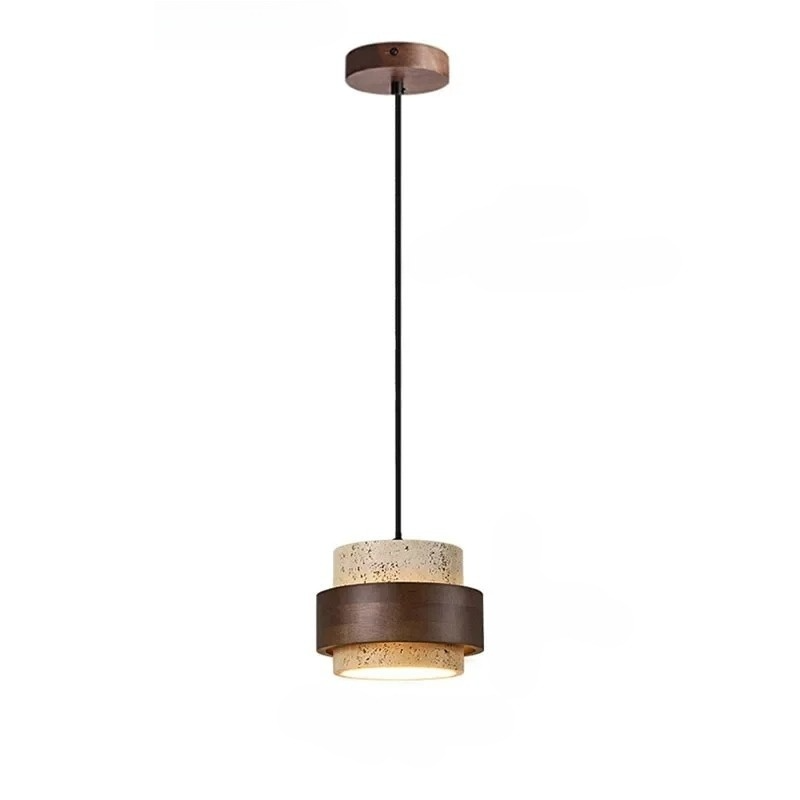 Lumostone | Pendellampa i natursten och trä med justerbar sladd – modern stil