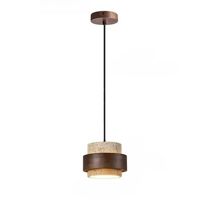 Lumostone | Pendellampa i natursten och trä med justerbar sladd – modern stil