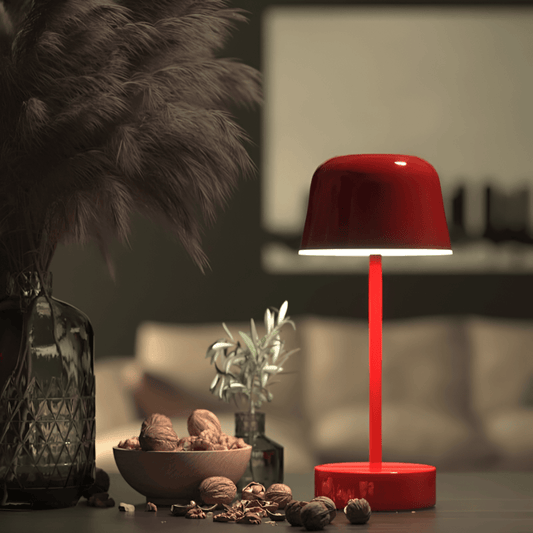 Retro färgglad LED bordslampa i metall med dimbart ljus och sladdlös design