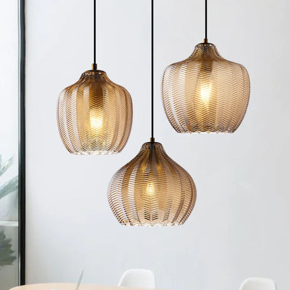 Nordisk vågig glastakpendel med LED – minimalistisk och elegant design