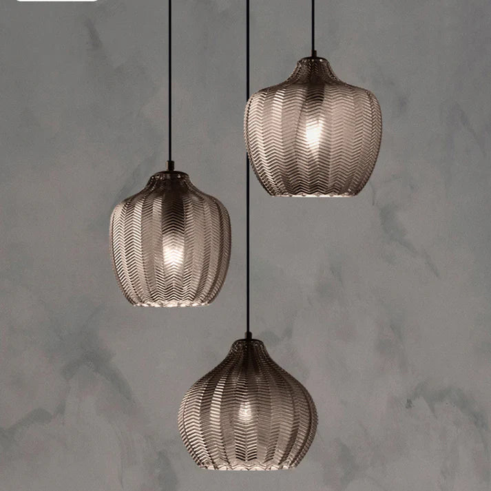 Nordisk vågig glastakpendel med LED – minimalistisk och elegant design