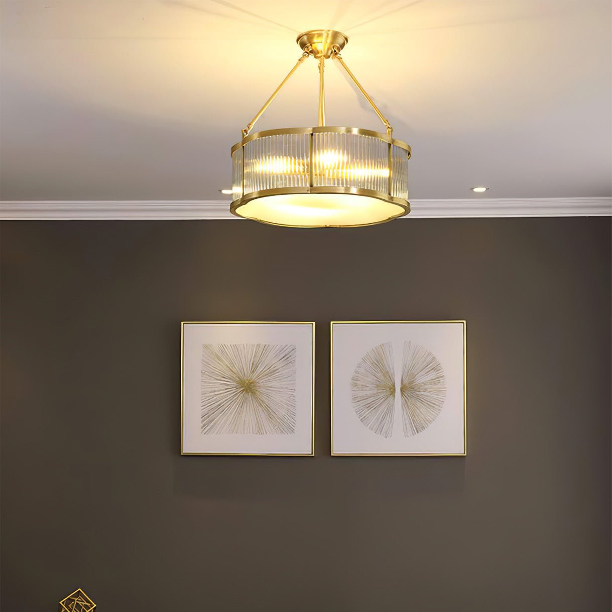 Elegant Hänglampa i Glas och Mässing – Modern Quatrefoil Taklampa för Inomhusbelysning