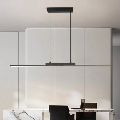 Modern lång LED takpendel i svart aluminium för kök matsal vardagsrum