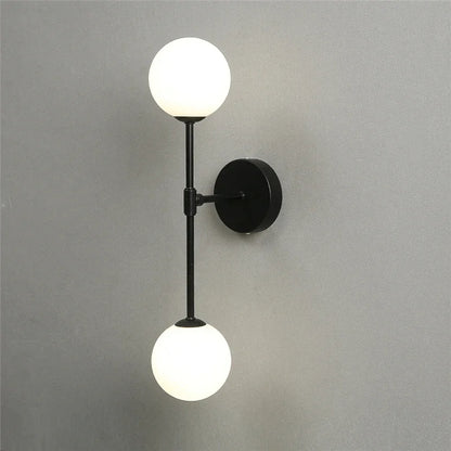 Modern vägglampa med dubbel glaskupa i metall för sovrum vardagsrum hall