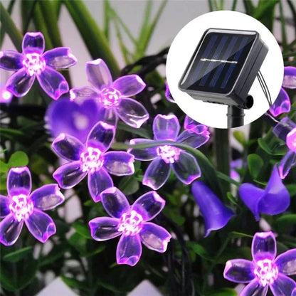 Blossomaura | Solcells körsbärsblomsljus – LED-slinga för trädgård och uteplats