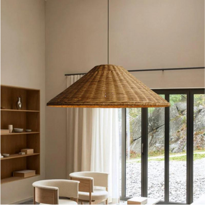 Handgjord rottinglampa i boho och japandi stil för kök vardagsrum matsal