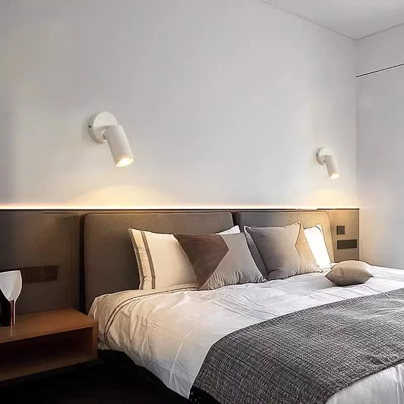 Roterbar LED väggspot i aluminium med 1 eller 2 huvuden för sovrum kök läsbelysning