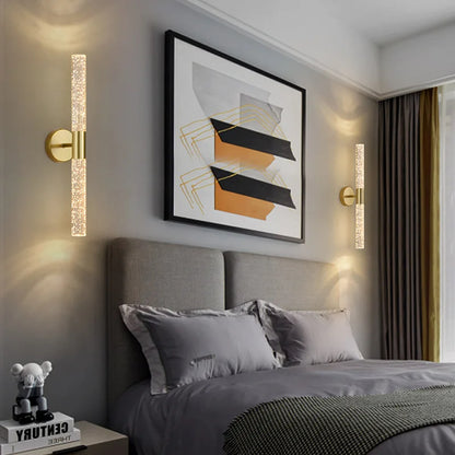 Modern vägglampa i kristall med LED stav 51 cm för sovrum vardagsrum hall