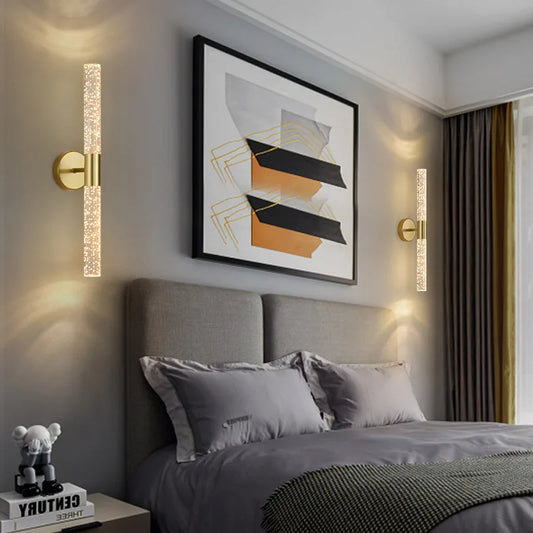 Modern vägglampa i kristall med LED stav 51 cm för sovrum vardagsrum hall