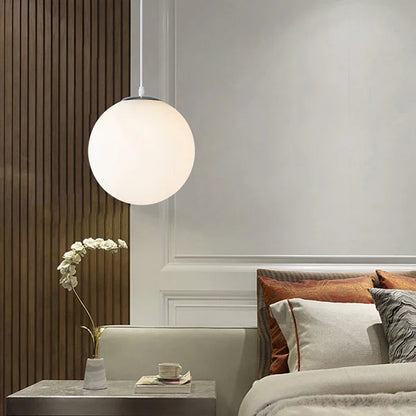 Modern LED pendellampa i klotform mjölkvit för vardagsrum sovrum kök