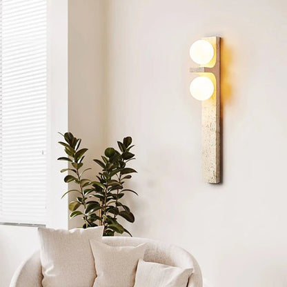 Arteglow | Art Deco vägglampa med natursten och frostat glas – elegant belysning