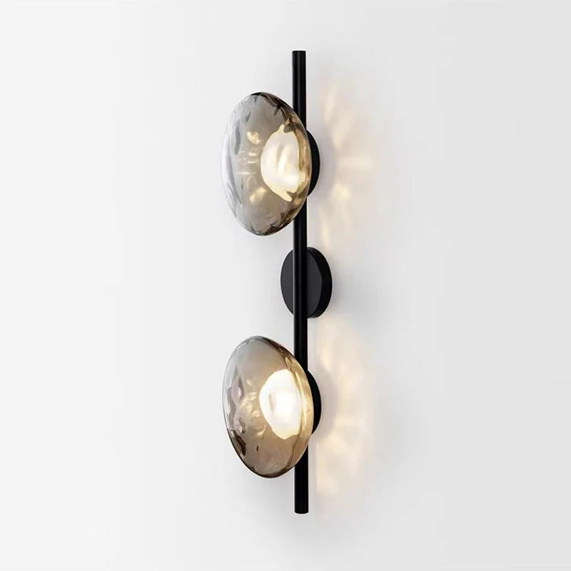 Modern glas vägglampa med metallstomme för vardagsrum sovrum hall hotell