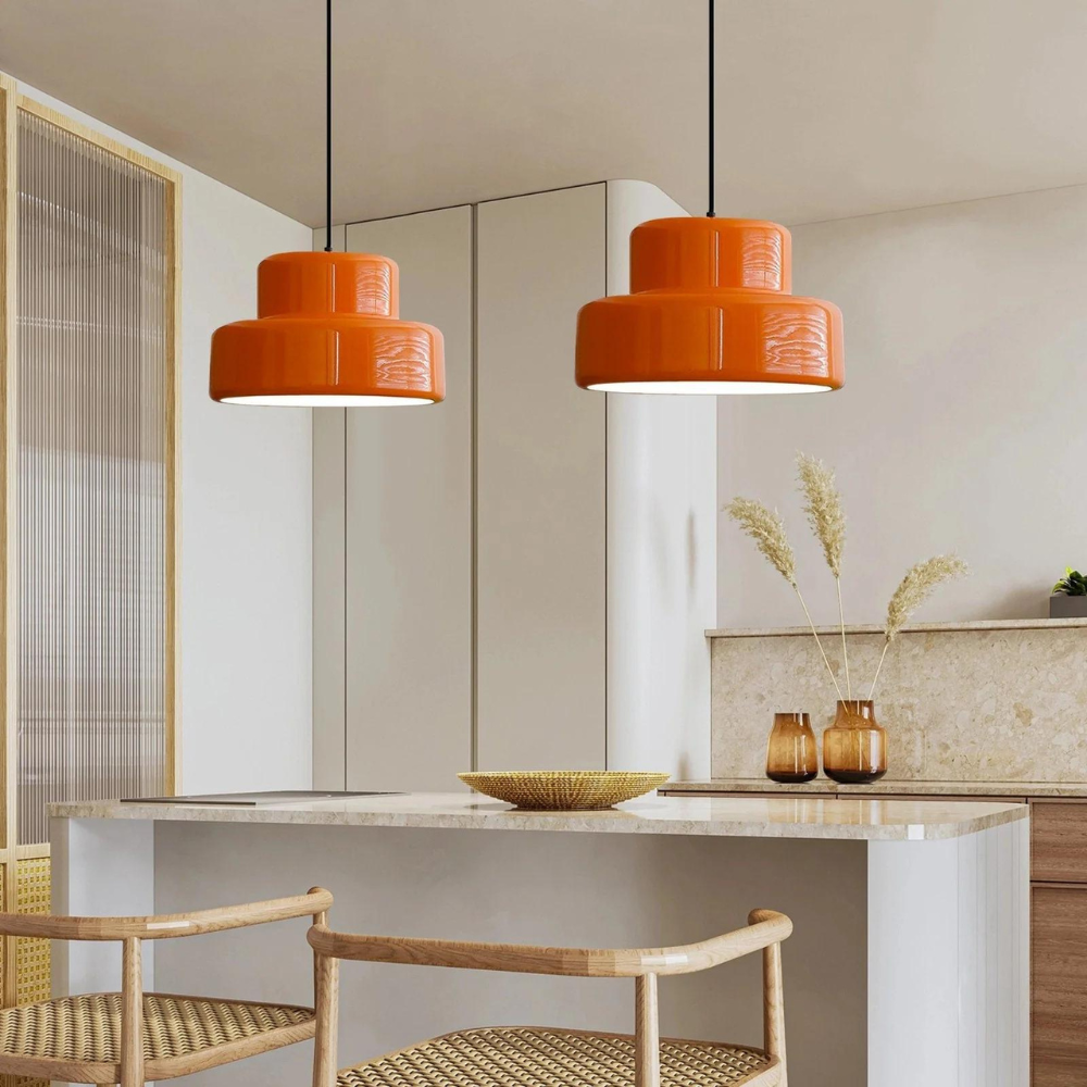 Retro orange taklampa med justerbar höjd för kök matsal vardagsrum